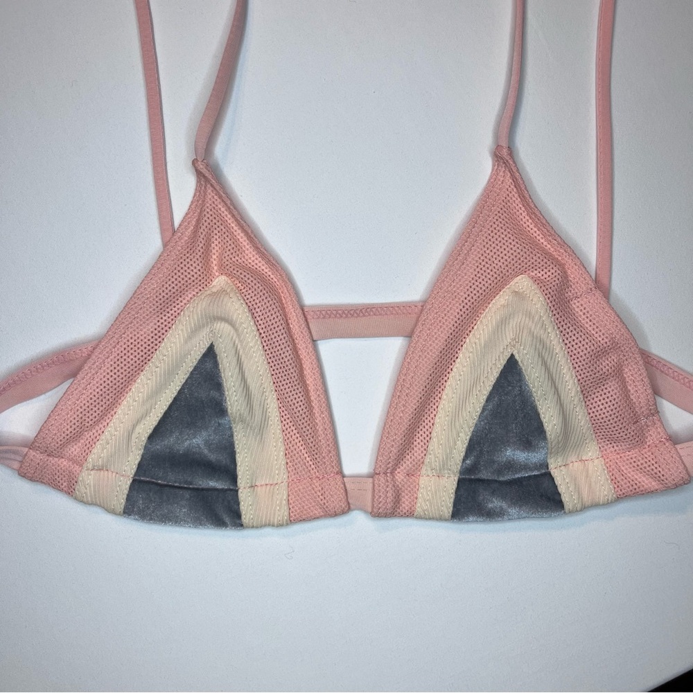 NWT Women’s Nightwalker The Slide Pink Geometric Triangle Bralette Bikini Top Sm - Picture 5 of 8